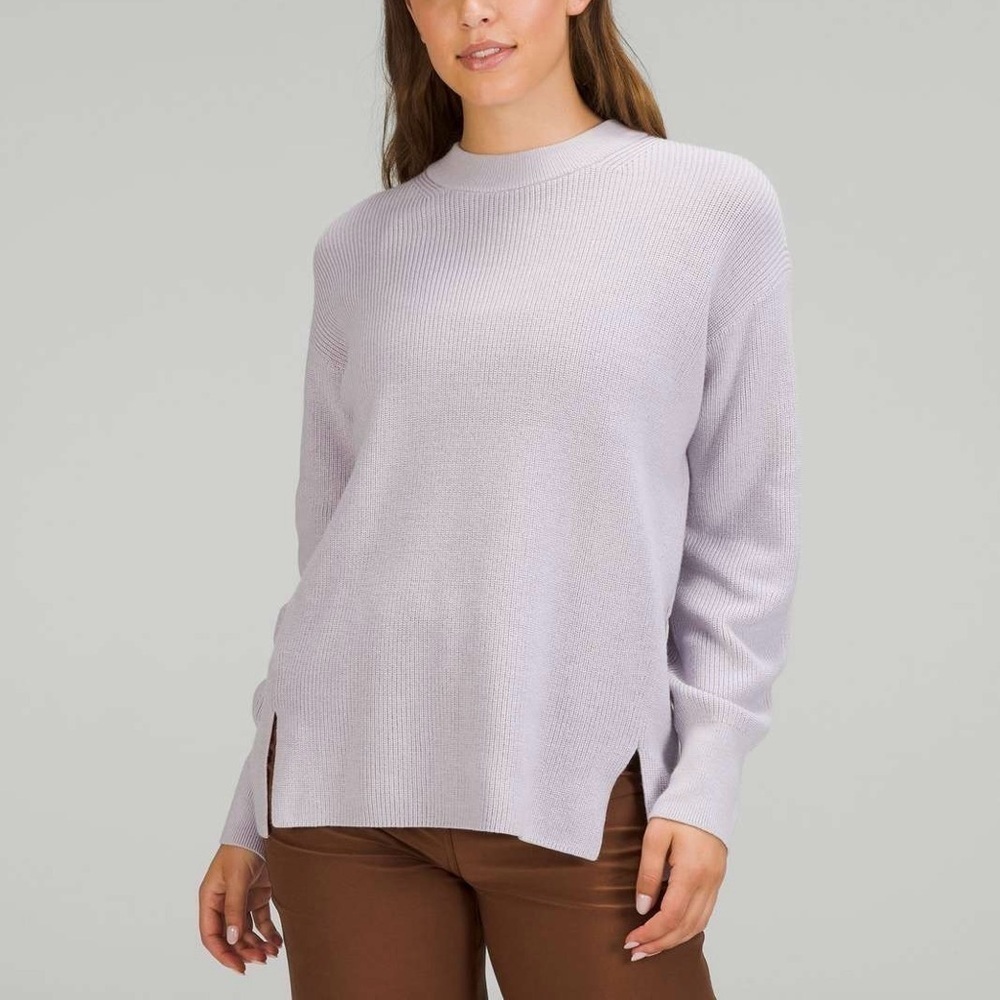 Lululemon Merino Wool-Blend Ribbed Crewneck Sweater Lavender Sz 2 / XS-S